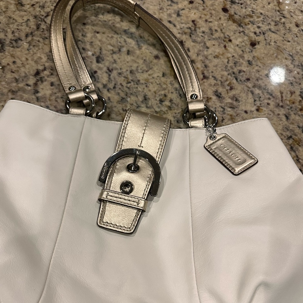 Coach white & gold purse NEW